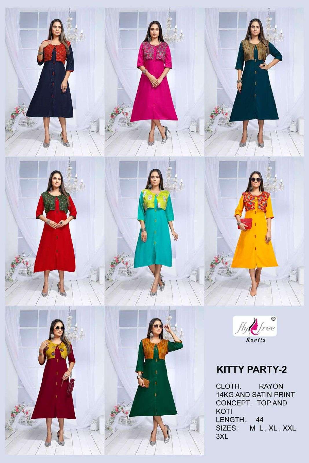 KITTY PARTY VOL-2 BY FLY FREE 1001 TO 1008 SERIES DESIGNER STYLISH FANCY COLORFUL BEAUTIFUL PARTY WEAR & ETHNIC WEAR COLLECTION HEAVY RAYON KURTIS AT WHOLESALE PRICE