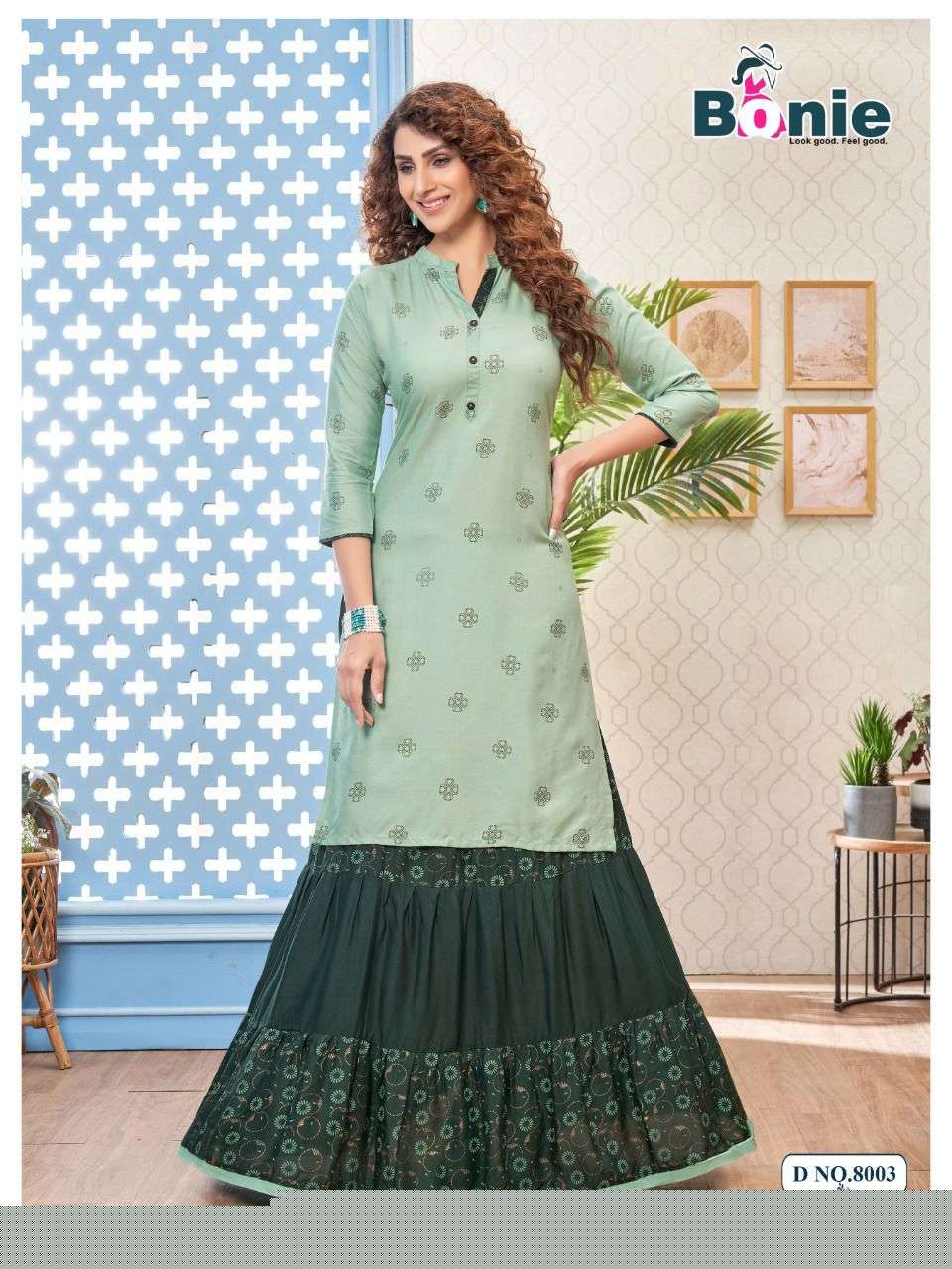 FIANA VOL-8 BY BONIE 8001 TO 8008 SERIES DESIGNER STYLISH FANCY COLORFUL BEAUTIFUL PARTY WEAR & ETHNIC WEAR COLLECTION PURE RAYON KURTIS AT WHOLESALE PRICE