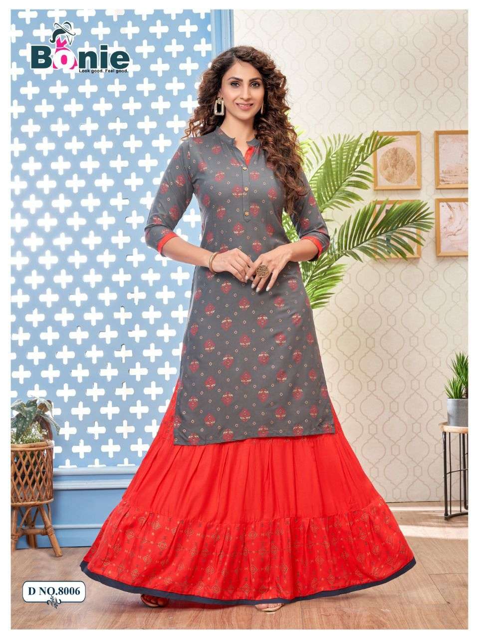 FIANA VOL-8 BY BONIE 8001 TO 8008 SERIES DESIGNER STYLISH FANCY COLORFUL BEAUTIFUL PARTY WEAR & ETHNIC WEAR COLLECTION PURE RAYON KURTIS AT WHOLESALE PRICE