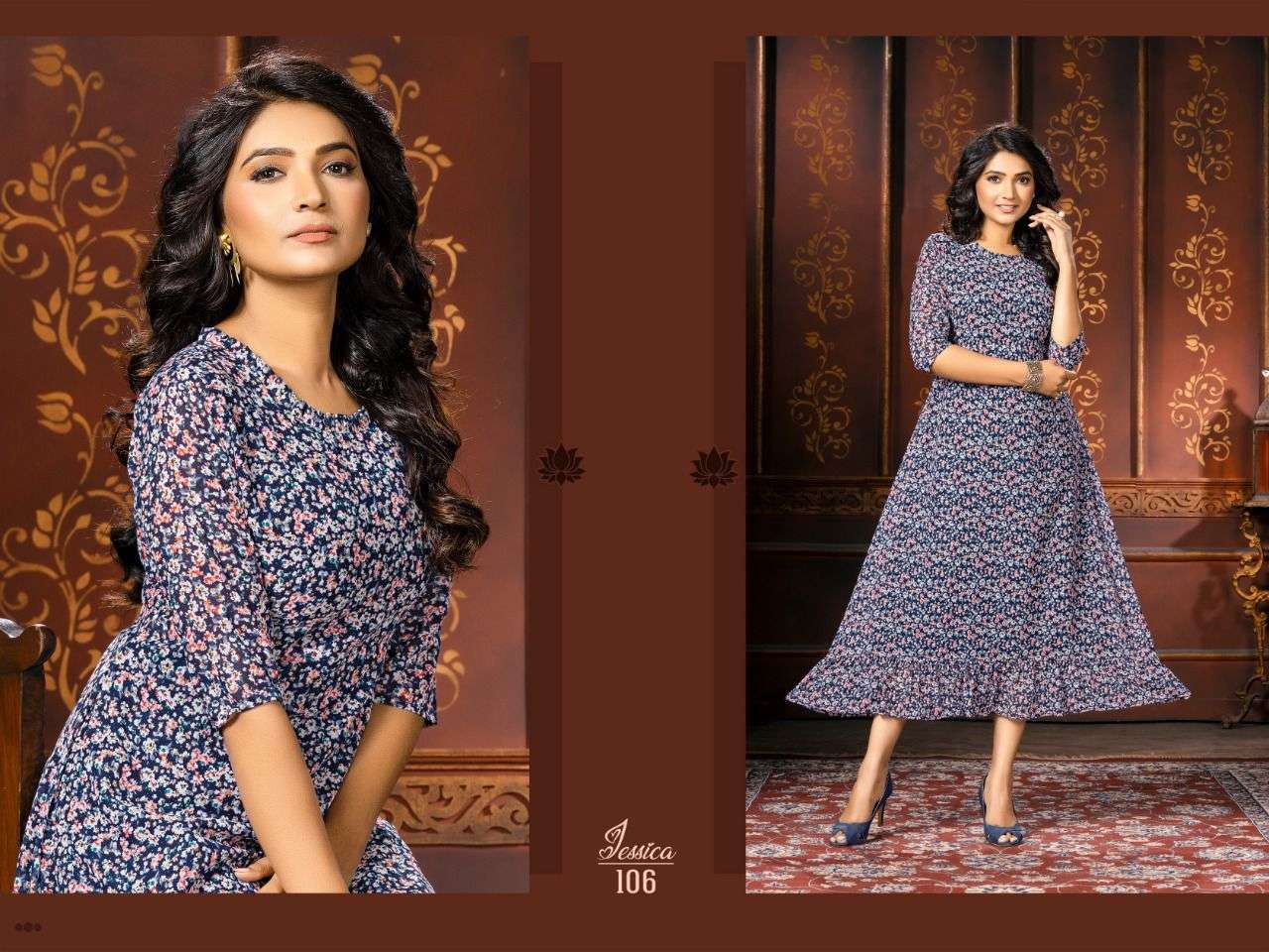 JESSICA BY KAAMIRI 101 TO 106 SERIES DESIGNER STYLISH FANCY COLORFUL BEAUTIFUL PARTY WEAR & ETHNIC WEAR COLLECTION HEAVY GEORGETTE KURTIS AT WHOLESALE PRICE