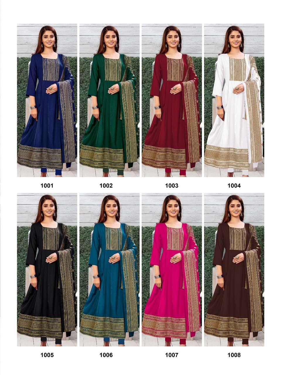 MORNI BY JINESH NX 1001 TO 1008 SERIES BEAUTIFUL STYLISH FANCY COLORFUL CASUAL WEAR & ETHNIC WEAR RAYON PRINT GOWNS WITH DUPATTA AT WHOLESALE PRICE