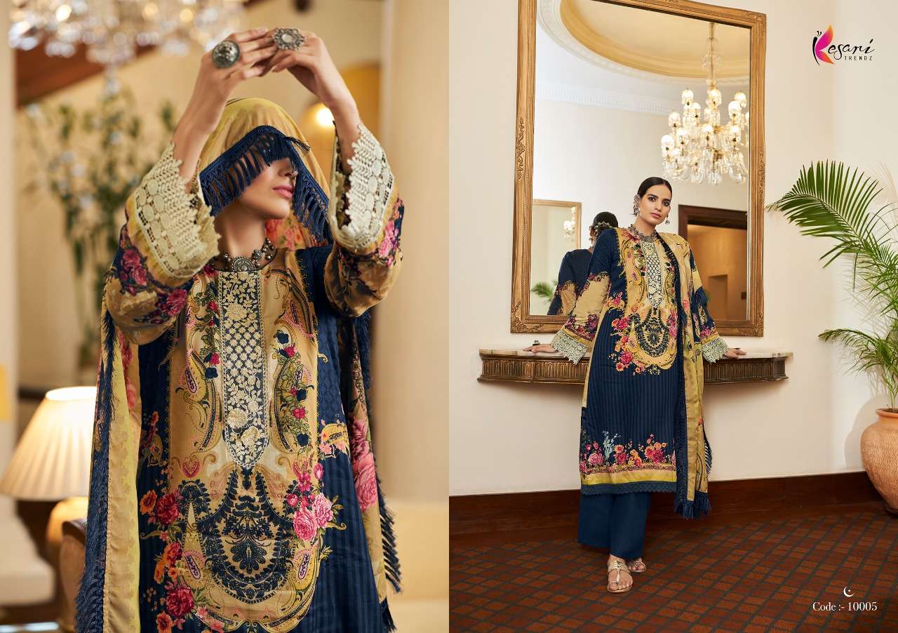 Jashn E Bahar By Kesari Trendz 10001 To 10008 Series Beautiful Suits Colorful Stylish Fancy Casual Wear & Ethnic Wear Pure Jam Satin Print Dresses At Wholesale Price