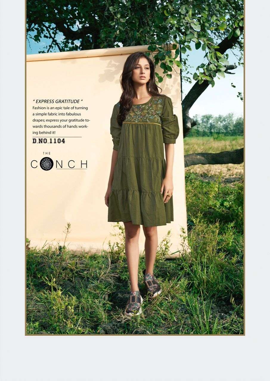 CONCH BY RIYA DESIGNER 1101 TO 1106 SERIES DESIGNER STYLISH FANCY COLORFUL BEAUTIFUL PARTY WEAR & ETHNIC WEAR COLLECTION IMPORTED KURTIS AT WHOLESALE PRICE
