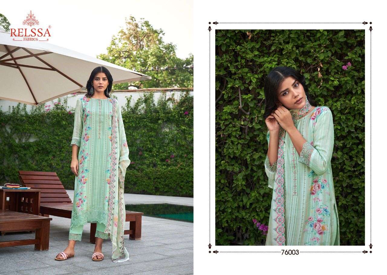 AAINA-GAR BY RELSSA FABRICS 76001 TO 76006 SERIES BEAUTIFUL SUITS COLORFUL STYLISH FANCY CASUAL WEAR & ETHNIC WEAR PURE SILK DRESSES AT WHOLESALE PRICE