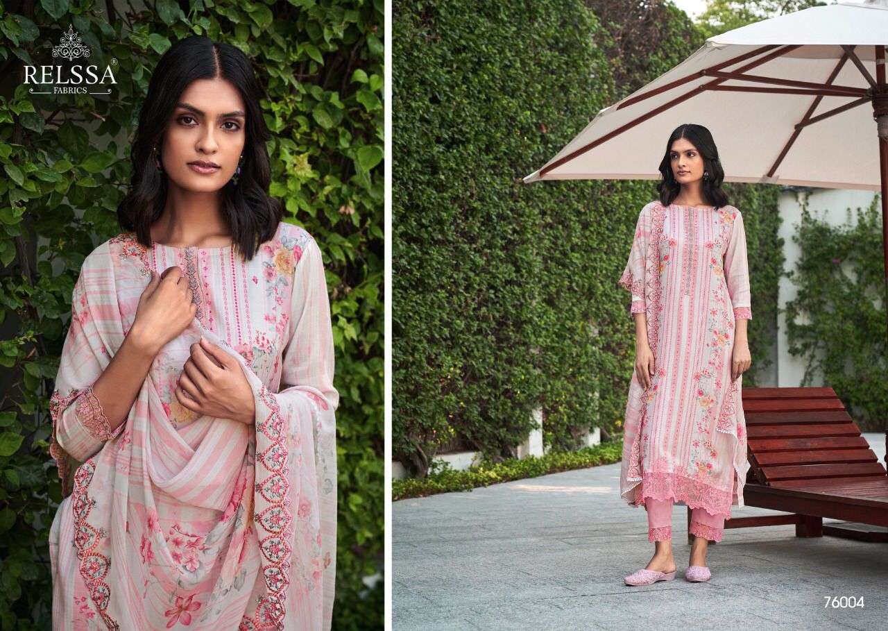AAINA-GAR BY RELSSA FABRICS 76001 TO 76006 SERIES BEAUTIFUL SUITS COLORFUL STYLISH FANCY CASUAL WEAR & ETHNIC WEAR PURE SILK DRESSES AT WHOLESALE PRICE