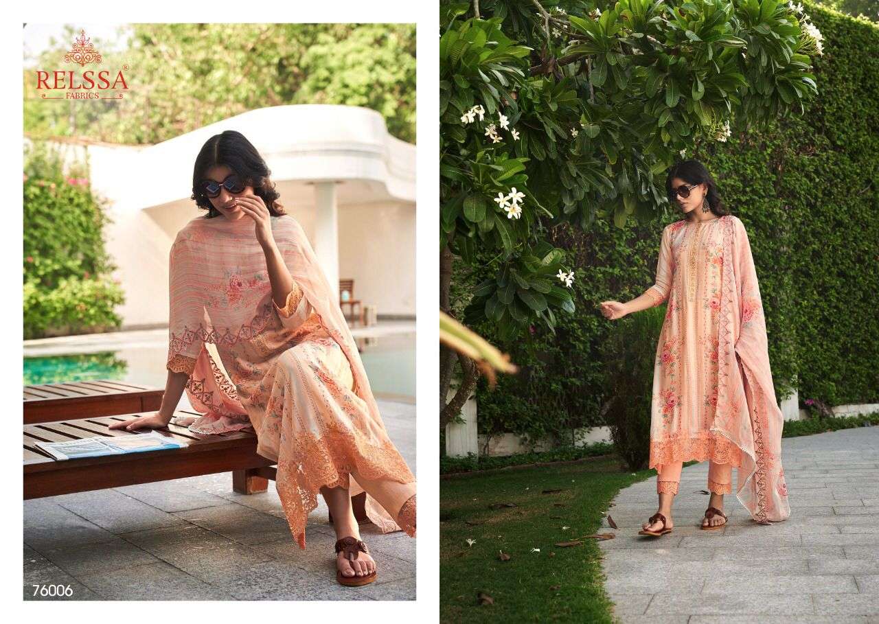 AAINA-GAR BY RELSSA FABRICS 76001 TO 76006 SERIES BEAUTIFUL SUITS COLORFUL STYLISH FANCY CASUAL WEAR & ETHNIC WEAR PURE SILK DRESSES AT WHOLESALE PRICE