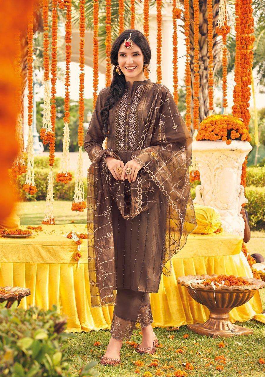 HALDI MAHENDI VOL-4 BY KALKI 27001 TO 27006 SERIES BEAUTIFUL SUITS COLORFUL STYLISH FANCY CASUAL WEAR & ETHNIC WEAR PURE VISCOSE SILK EMBROIDERED DRESSES AT WHOLESALE PRICE