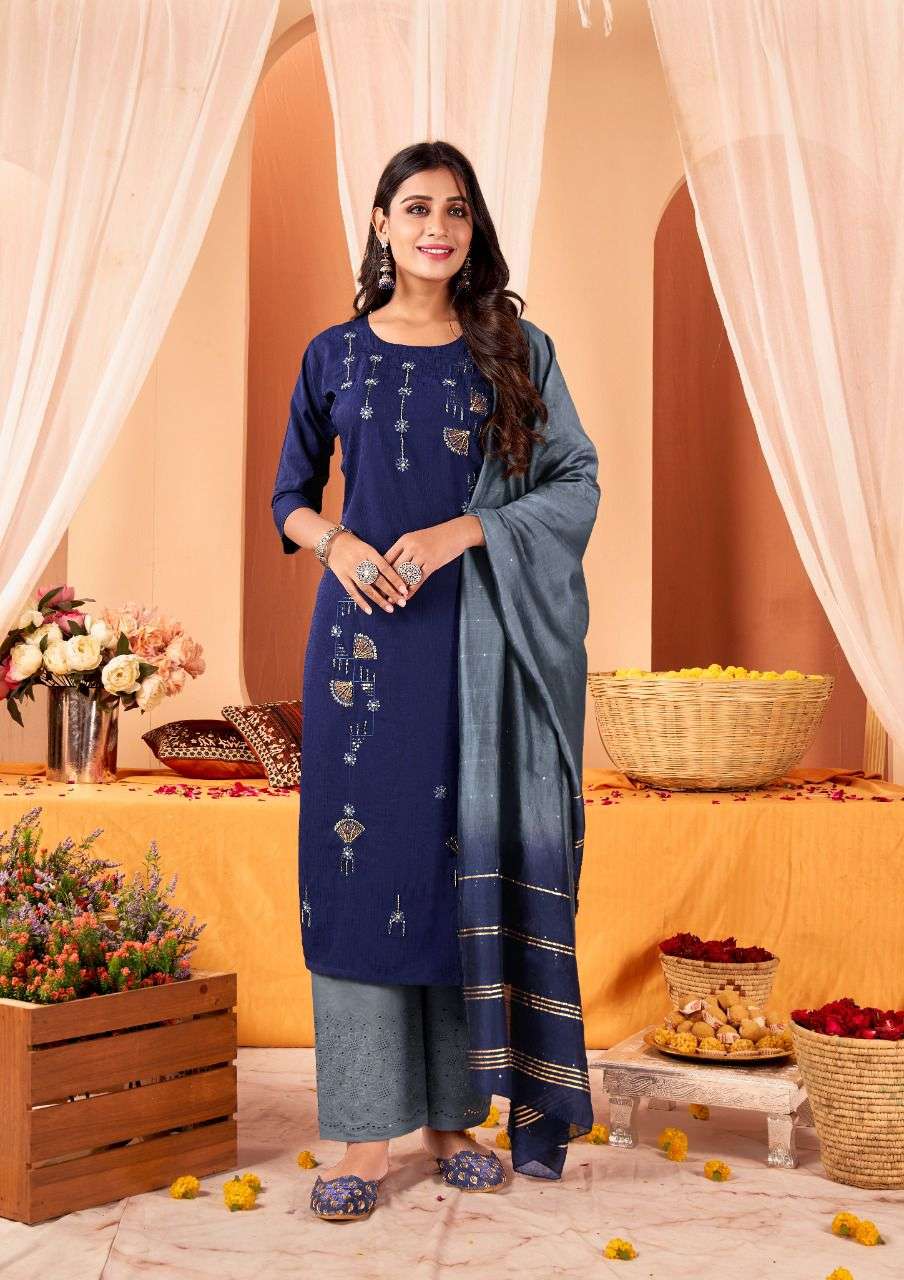 RUHAANI BY ANIEYA 1001 TO 1005 SERIES BEAUTIFUL SUITS COLORFUL STYLISH FANCY CASUAL WEAR & ETHNIC WEAR SILK EMBROIDERED DRESSES AT WHOLESALE PRICE