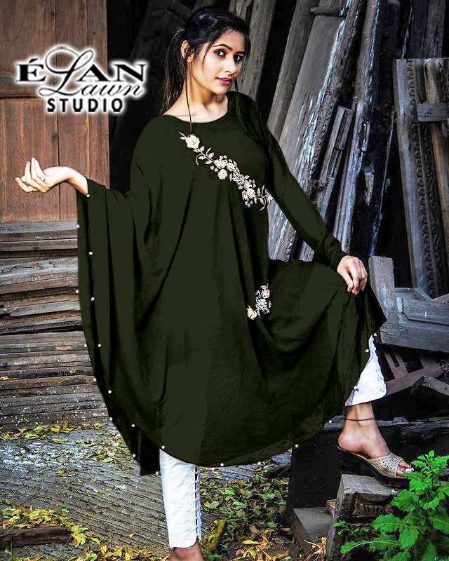 LUXURY HANDWORK COLLECTION BY ELAN LAWN STUDIO 01 TO 08 SERIES DESIGNER STYLISH FANCY COLORFUL BEAUTIFUL PARTY WEAR & ETHNIC WEAR COLLECTION PURE GEORGETTE KURTIS WITH BOTTOM AT WHOLESALE PRICE