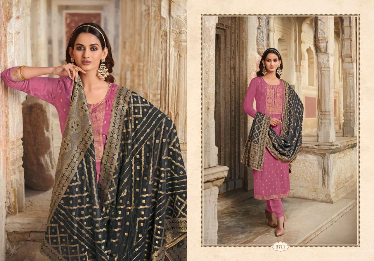 FIZA BY CHARMY 3711 TO 3716 SERIES BEAUTIFUL SUITS COLORFUL STYLISH FANCY CASUAL WEAR & ETHNIC WEAR SILK JACQUARD DRESSES AT WHOLESALE PRICE