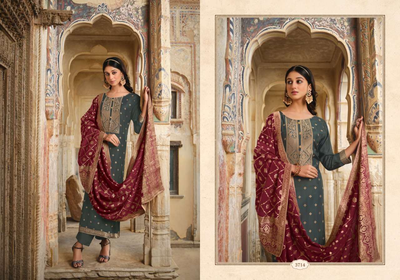 FIZA BY CHARMY 3711 TO 3716 SERIES BEAUTIFUL SUITS COLORFUL STYLISH FANCY CASUAL WEAR & ETHNIC WEAR SILK JACQUARD DRESSES AT WHOLESALE PRICE