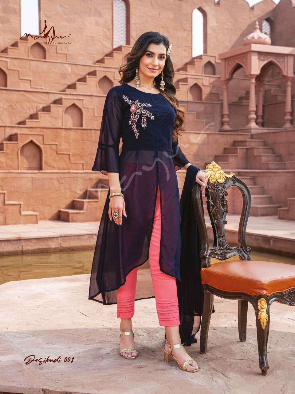 DESI KUDI BY MAYUR 001 TO 006 SERIES BEAUTIFUL SUITS COLORFUL STYLISH FANCY CASUAL WEAR & ETHNIC WEAR FAUX GEORGETTE DRESSES AT WHOLESALE PRICE