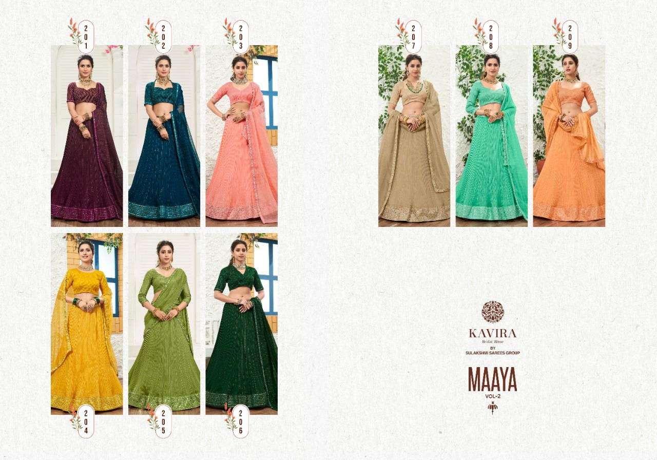 MAAYA VOL-2 BY KAVIRA 201 TO 209 SERIES DESIGNER BEAUTIFUL NAVRATRI COLLECTION OCCASIONAL WEAR & PARTY WEAR FANCY LEHENGAS AT WHOLESALE PRICE