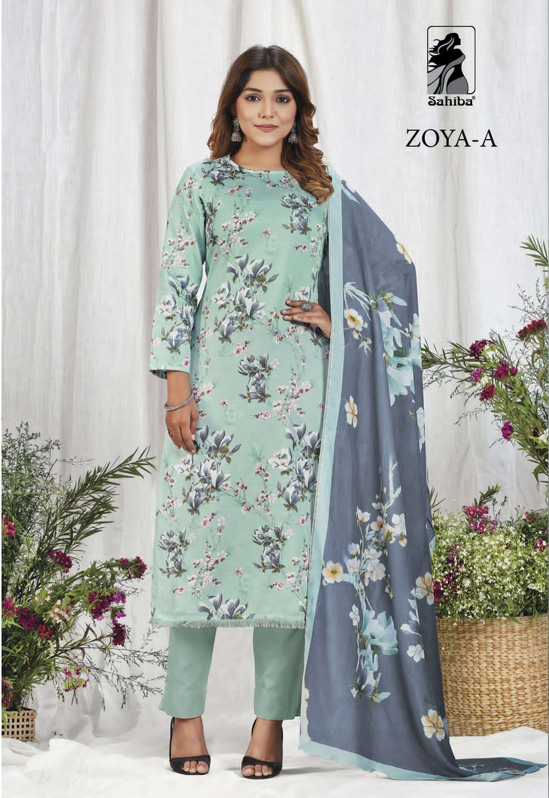 ZOYA BY SAHIBA FABRICS A TO D SERIES BEAUTIFUL SUITS COLORFUL STYLISH FANCY CASUAL WEAR & ETHNIC WEAR COTTON SATIN PRINT DRESSES AT WHOLESALE PRICE