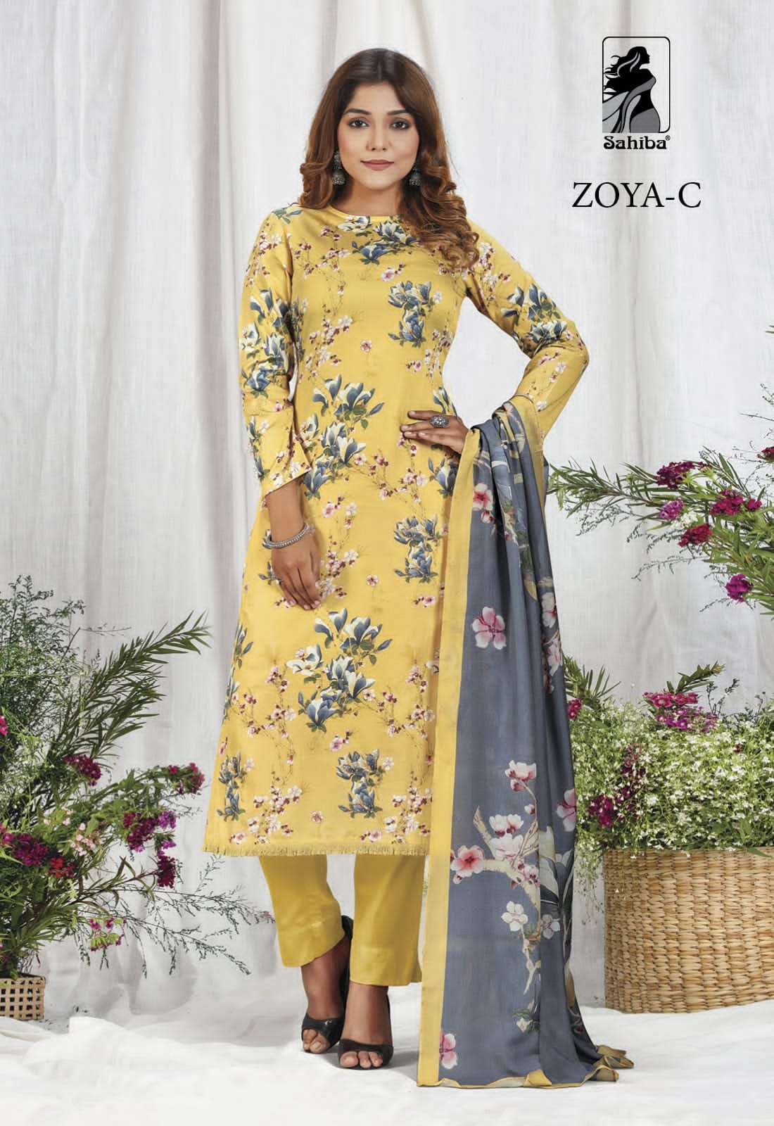 ZOYA BY SAHIBA FABRICS A TO D SERIES BEAUTIFUL SUITS COLORFUL STYLISH FANCY CASUAL WEAR & ETHNIC WEAR COTTON SATIN PRINT DRESSES AT WHOLESALE PRICE
