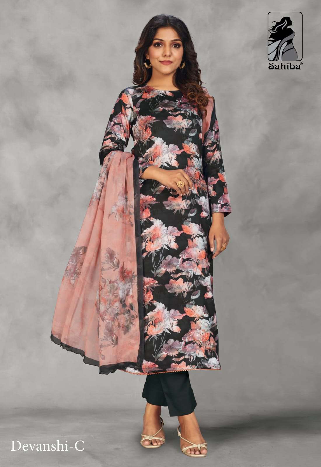DEVANSHI BY SAHIBA FABRICS A TO C SERIES BEAUTIFUL SUITS COLORFUL STYLISH FANCY CASUAL WEAR & ETHNIC WEAR COTTON SATIN PRINT DRESSES AT WHOLESALE PRICE
