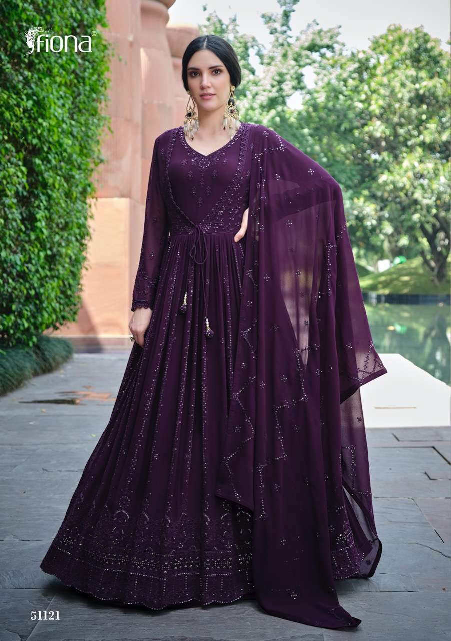 SAINA BY FIONA 51121 TO 51124 SERIES BEAUTIFUL STYLISH FANCY COLORFUL CASUAL WEAR & ETHNIC WEAR GEORGETTE GOWNS WITH DUPATTA AT WHOLESALE PRICE