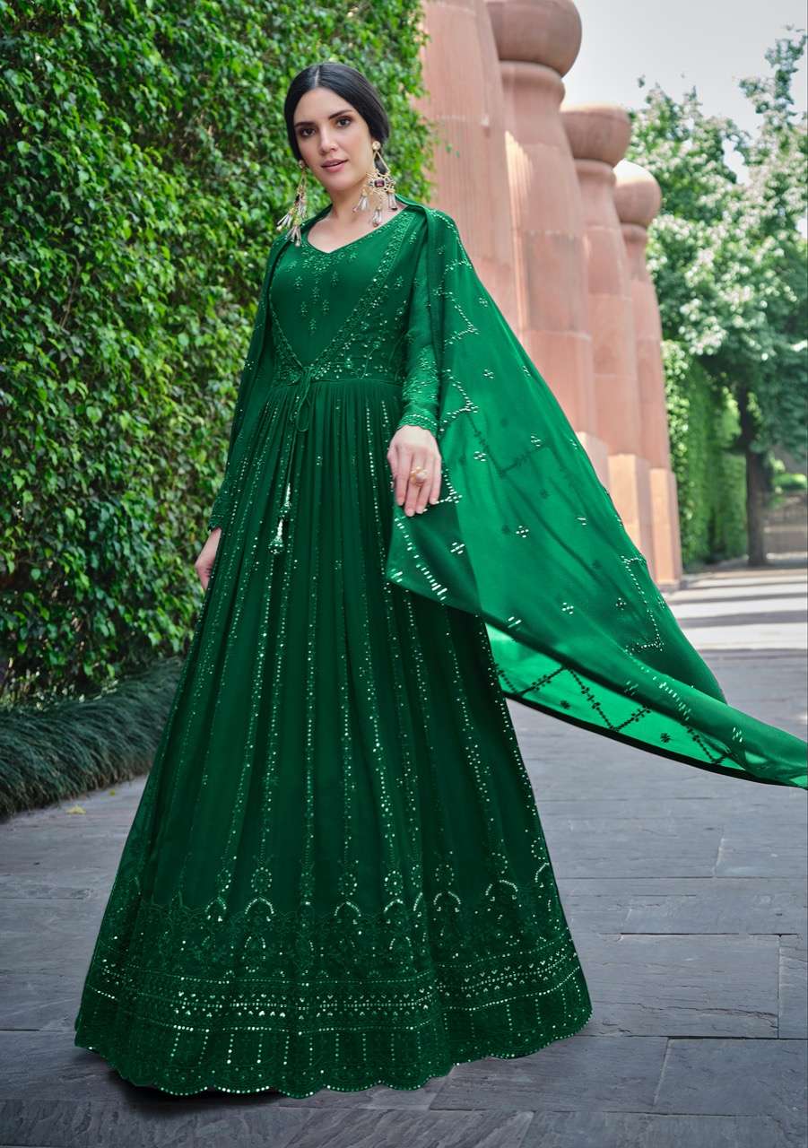 SAINA BY FIONA 51121 TO 51124 SERIES BEAUTIFUL STYLISH FANCY COLORFUL CASUAL WEAR & ETHNIC WEAR GEORGETTE GOWNS WITH DUPATTA AT WHOLESALE PRICE
