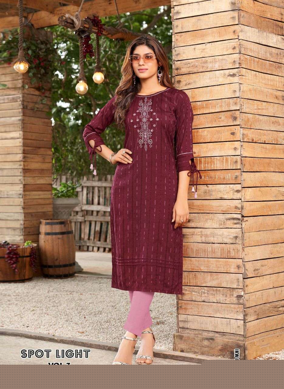 SPOT LIGHT VOL-3 BY IKW 1001 TO 1008 SERIES DESIGNER STYLISH FANCY COLORFUL BEAUTIFUL PARTY WEAR & ETHNIC WEAR COLLECTION VISCOSE RAYON KURTIS AT WHOLESALE PRICE