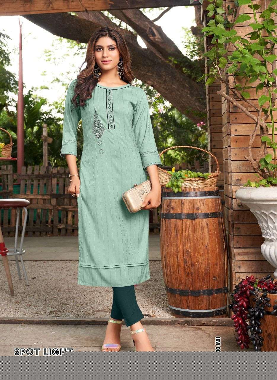 SPOT LIGHT VOL-3 BY IKW 1001 TO 1008 SERIES DESIGNER STYLISH FANCY COLORFUL BEAUTIFUL PARTY WEAR & ETHNIC WEAR COLLECTION VISCOSE RAYON KURTIS AT WHOLESALE PRICE