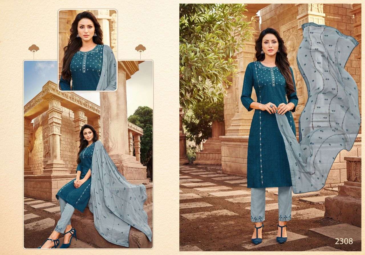 SRIVALLI VOL-2 BY HARIYAALI 2304 TO 2312 SERIES BEAUTIFUL SUITS COLORFUL STYLISH FANCY CASUAL WEAR & ETHNIC WEAR VISCOSE EMBROIDERED DRESSES AT WHOLESALE PRICE