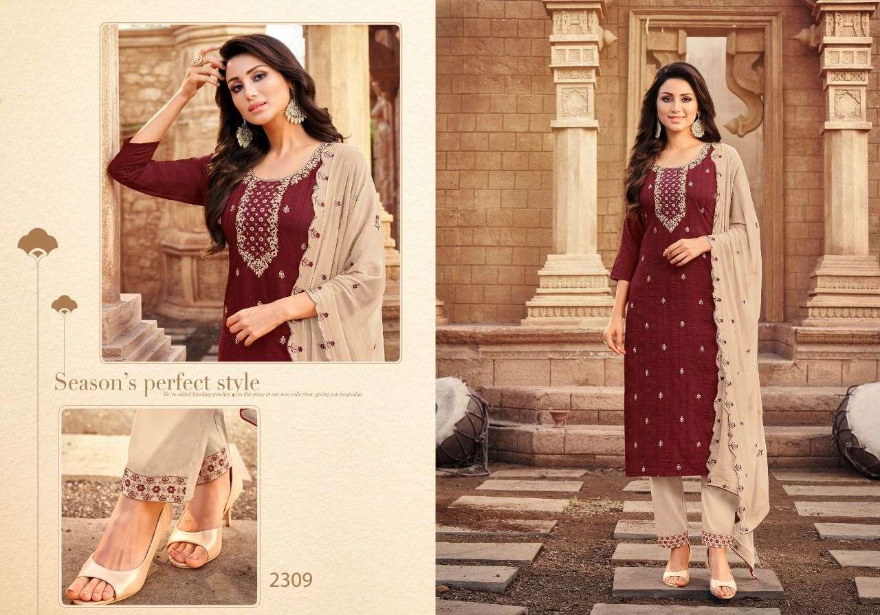 SRIVALLI VOL-2 BY HARIYAALI 2304 TO 2312 SERIES BEAUTIFUL SUITS COLORFUL STYLISH FANCY CASUAL WEAR & ETHNIC WEAR VISCOSE EMBROIDERED DRESSES AT WHOLESALE PRICE