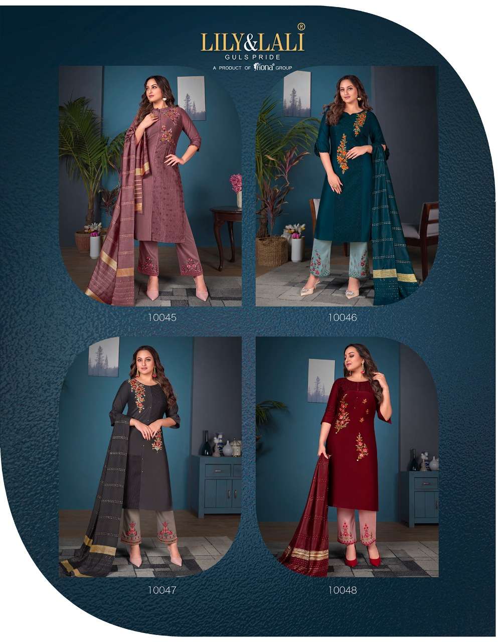 FAIRY-TALE BY LILY AND LALI 10041 TO 10048 SERIES BEAUTIFUL SUITS COLORFUL STYLISH FANCY CASUAL WEAR & ETHNIC WEAR BEMBERG SILK DRESSES AT WHOLESALE PRICE
