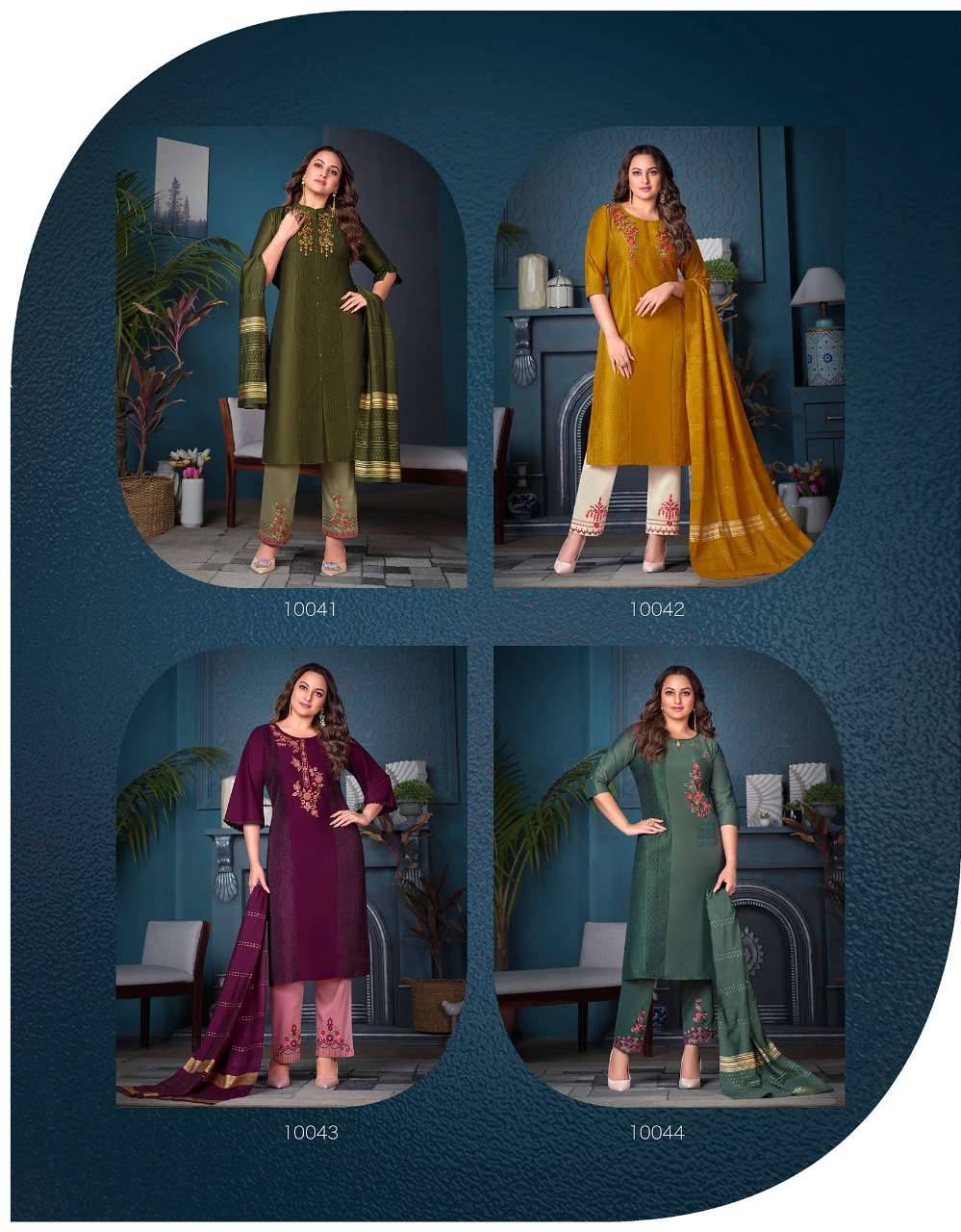 FAIRY-TALE BY LILY AND LALI 10041 TO 10048 SERIES BEAUTIFUL SUITS COLORFUL STYLISH FANCY CASUAL WEAR & ETHNIC WEAR BEMBERG SILK DRESSES AT WHOLESALE PRICE