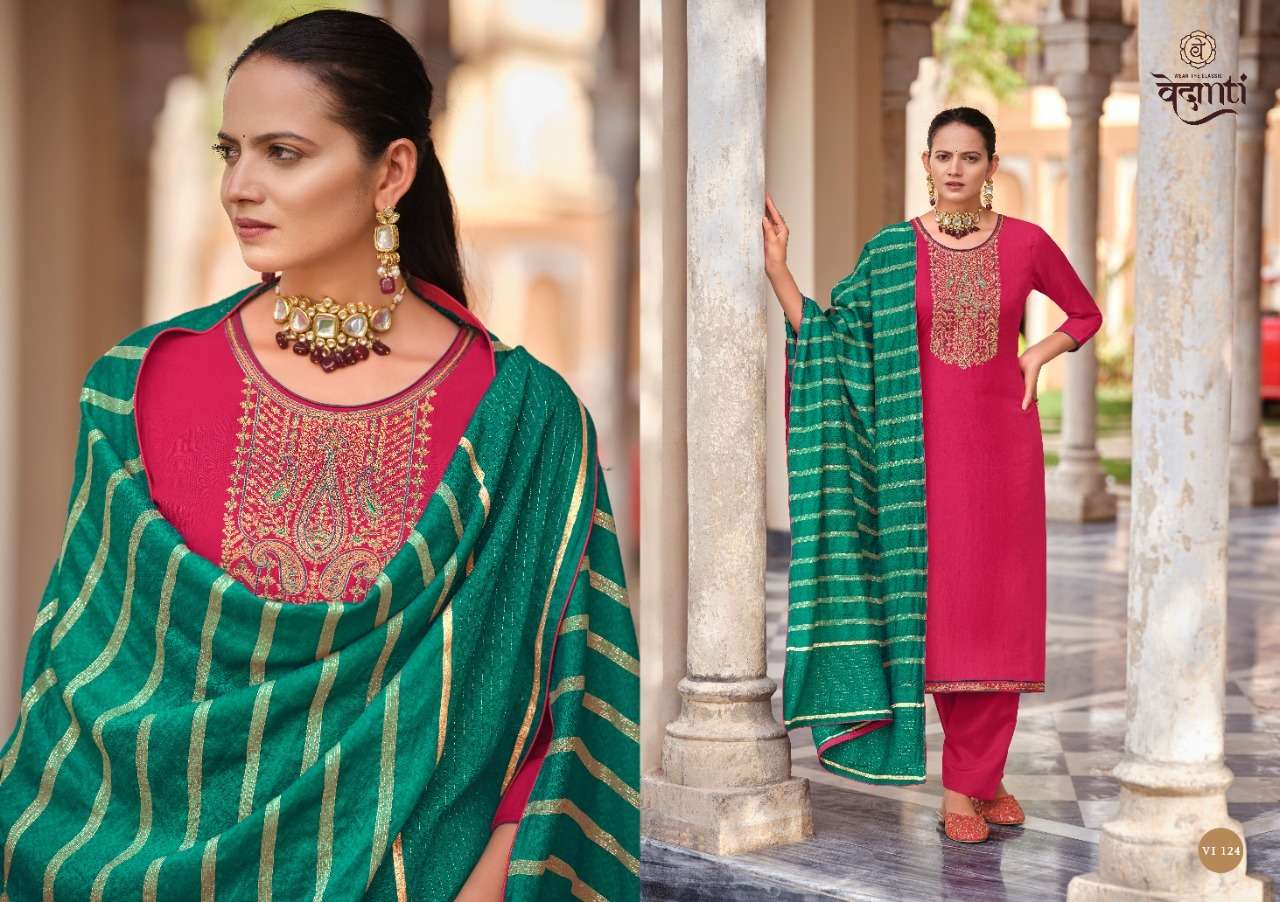 SHILPI BY VEDANTI 121 TO 124 SERIES BEAUTIFUL SUITS COLORFUL STYLISH FANCY CASUAL WEAR & ETHNIC WEAR PARAMPARA SILK DRESSES AT WHOLESALE PRICE