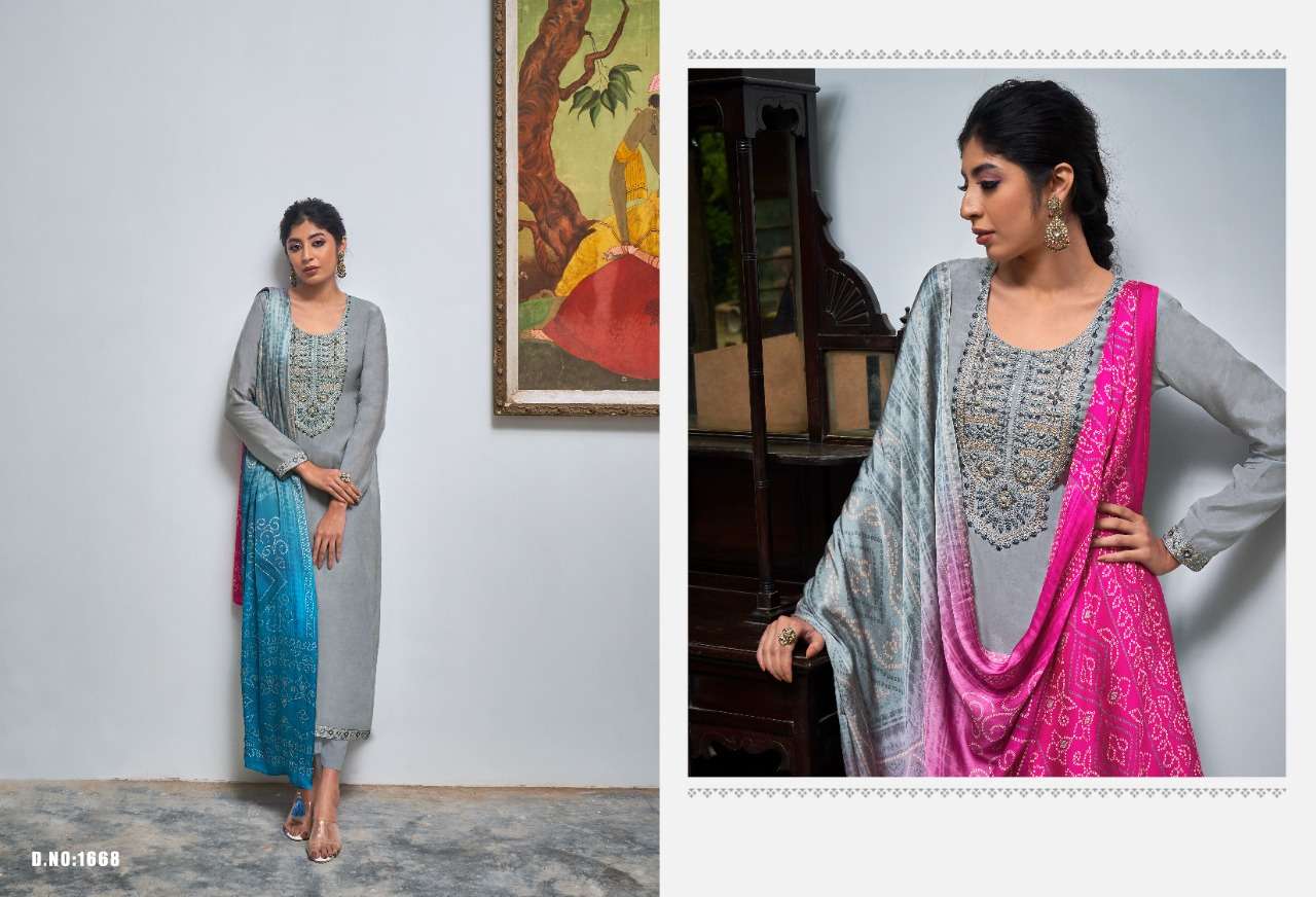 AASTHA BY RANGATI 1667 TO 1672 SERIES BEAUTIFUL SUITS COLORFUL STYLISH FANCY CASUAL WEAR & ETHNIC WEAR SILK DRESSES AT WHOLESALE PRICE