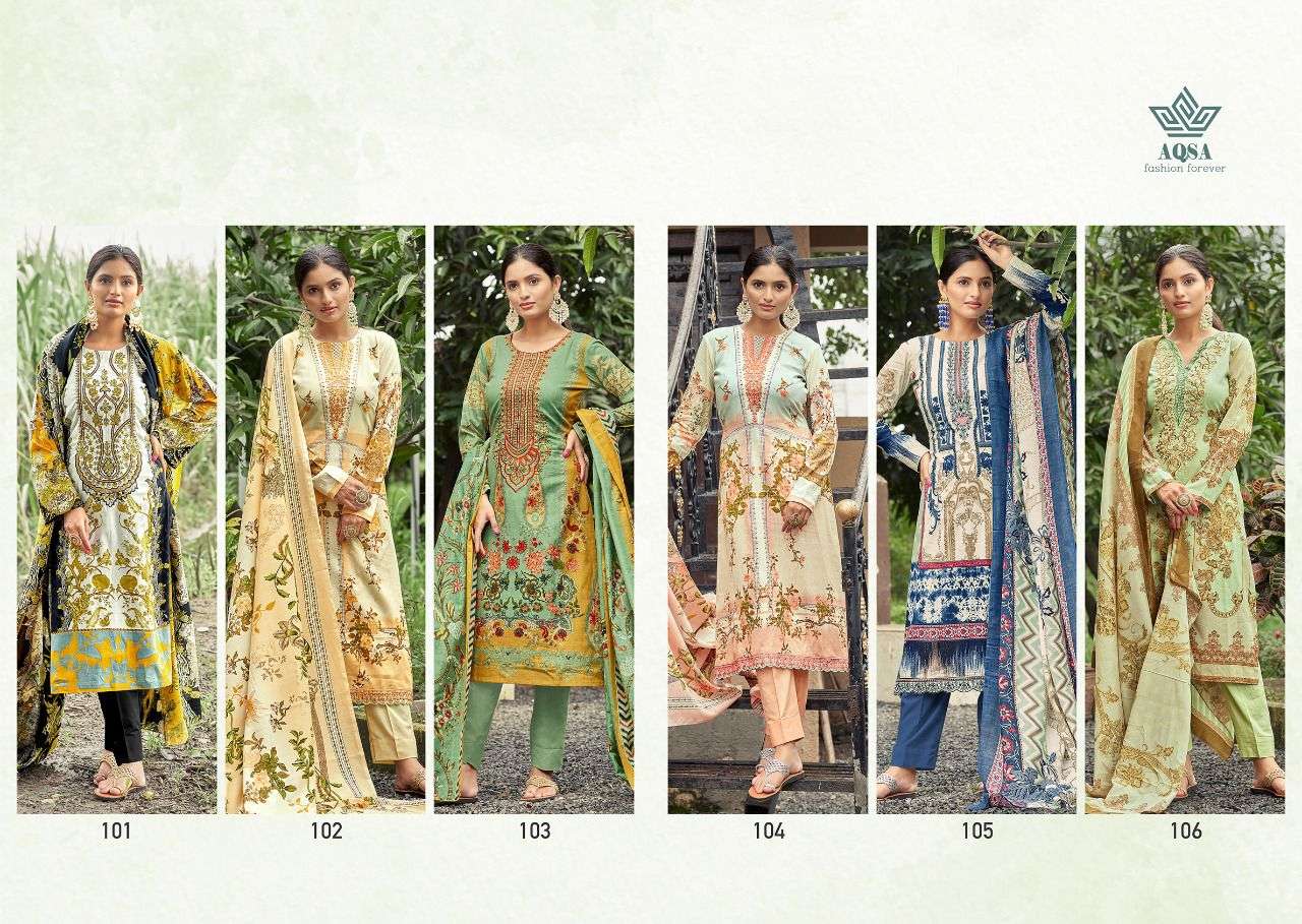 FARAH BY AQSA 101 TO 106 SERIES BEAUTIFUL SUITS COLORFUL STYLISH FANCY CASUAL WEAR & ETHNIC WEAR CAMBRIC PRINT DRESSES AT WHOLESALE PRICE