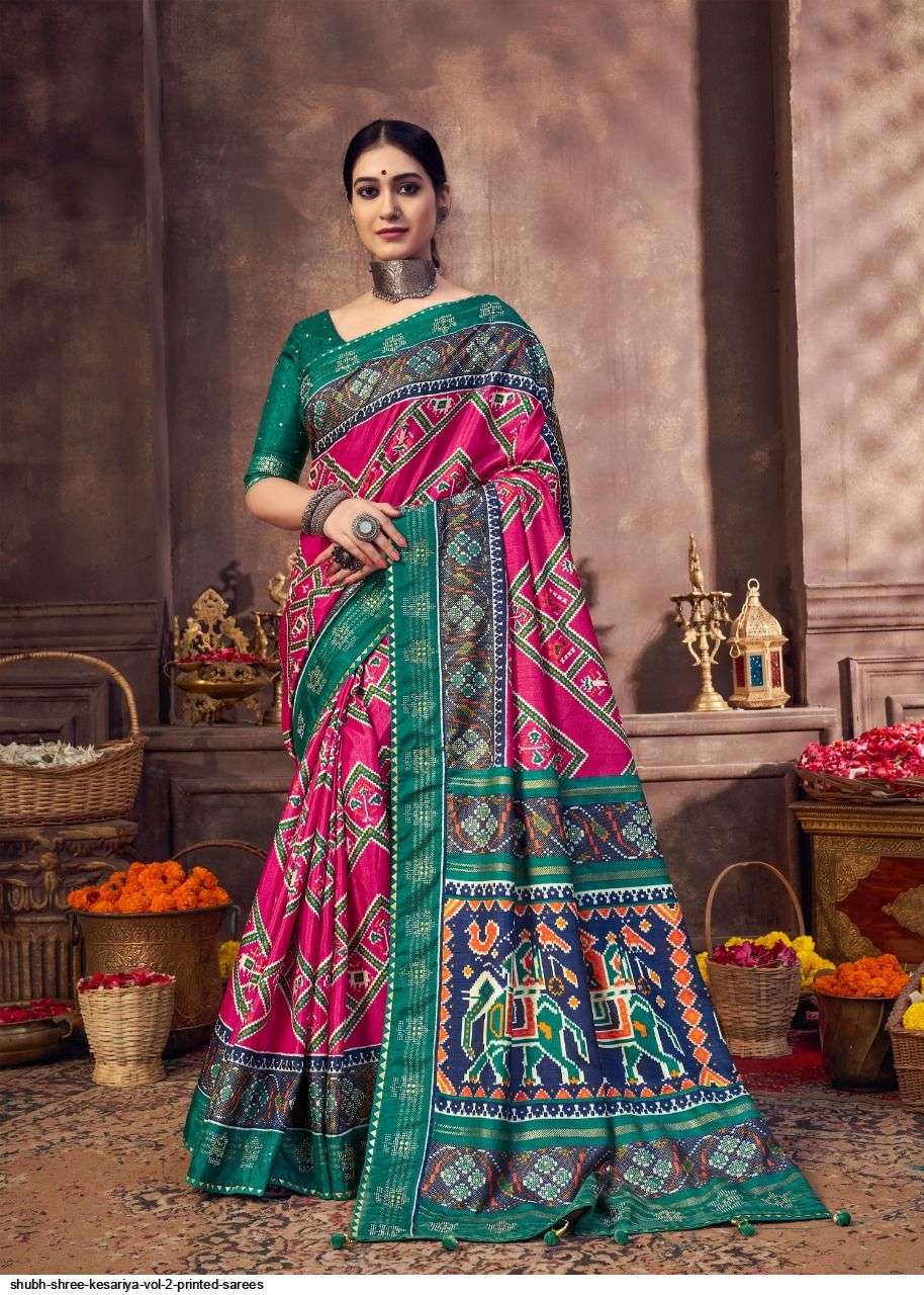 KESARIYA VOL-2 BY SHUBH SHREE 2001 TO 2015 SERIES INDIAN TRADITIONAL WEAR COLLECTION BEAUTIFUL STYLISH FANCY COLORFUL PARTY WEAR & OCCASIONAL WEAR TUSSAR SILK SAREES AT WHOLESALE PRICE
