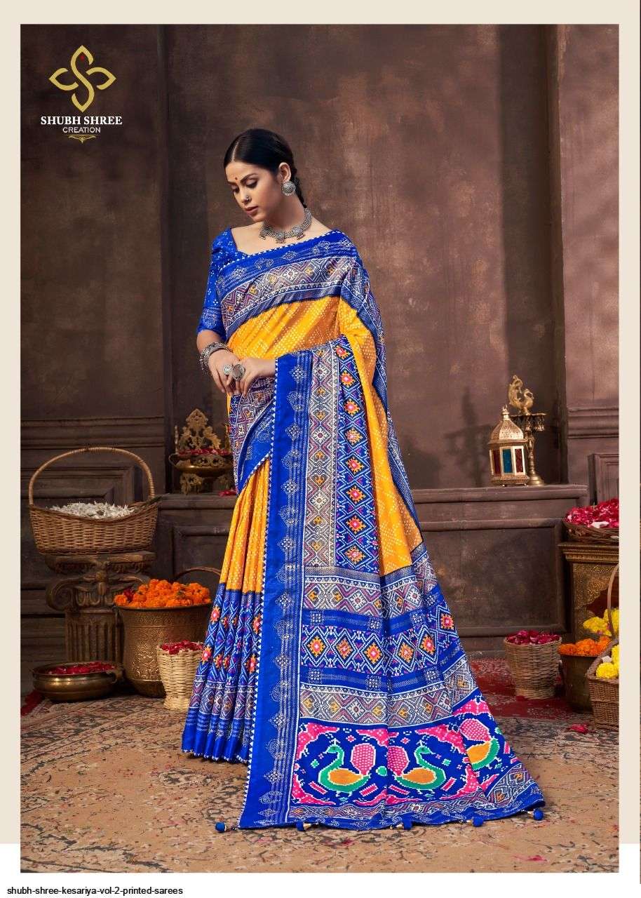 KESARIYA VOL-2 BY SHUBH SHREE 2001 TO 2015 SERIES INDIAN TRADITIONAL WEAR COLLECTION BEAUTIFUL STYLISH FANCY COLORFUL PARTY WEAR & OCCASIONAL WEAR TUSSAR SILK SAREES AT WHOLESALE PRICE