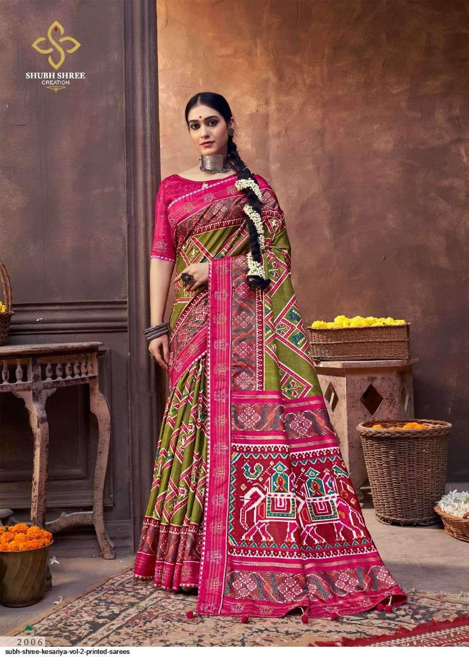 KESARIYA VOL-2 BY SHUBH SHREE 2001 TO 2015 SERIES INDIAN TRADITIONAL WEAR COLLECTION BEAUTIFUL STYLISH FANCY COLORFUL PARTY WEAR & OCCASIONAL WEAR TUSSAR SILK SAREES AT WHOLESALE PRICE