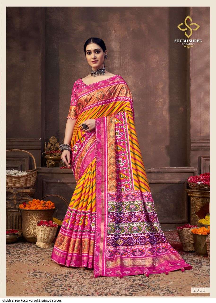 KESARIYA VOL-2 BY SHUBH SHREE 2001 TO 2015 SERIES INDIAN TRADITIONAL WEAR COLLECTION BEAUTIFUL STYLISH FANCY COLORFUL PARTY WEAR & OCCASIONAL WEAR TUSSAR SILK SAREES AT WHOLESALE PRICE
