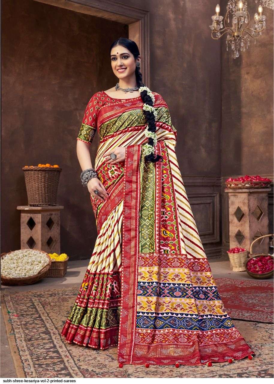 KESARIYA VOL-2 BY SHUBH SHREE 2001 TO 2015 SERIES INDIAN TRADITIONAL WEAR COLLECTION BEAUTIFUL STYLISH FANCY COLORFUL PARTY WEAR & OCCASIONAL WEAR TUSSAR SILK SAREES AT WHOLESALE PRICE