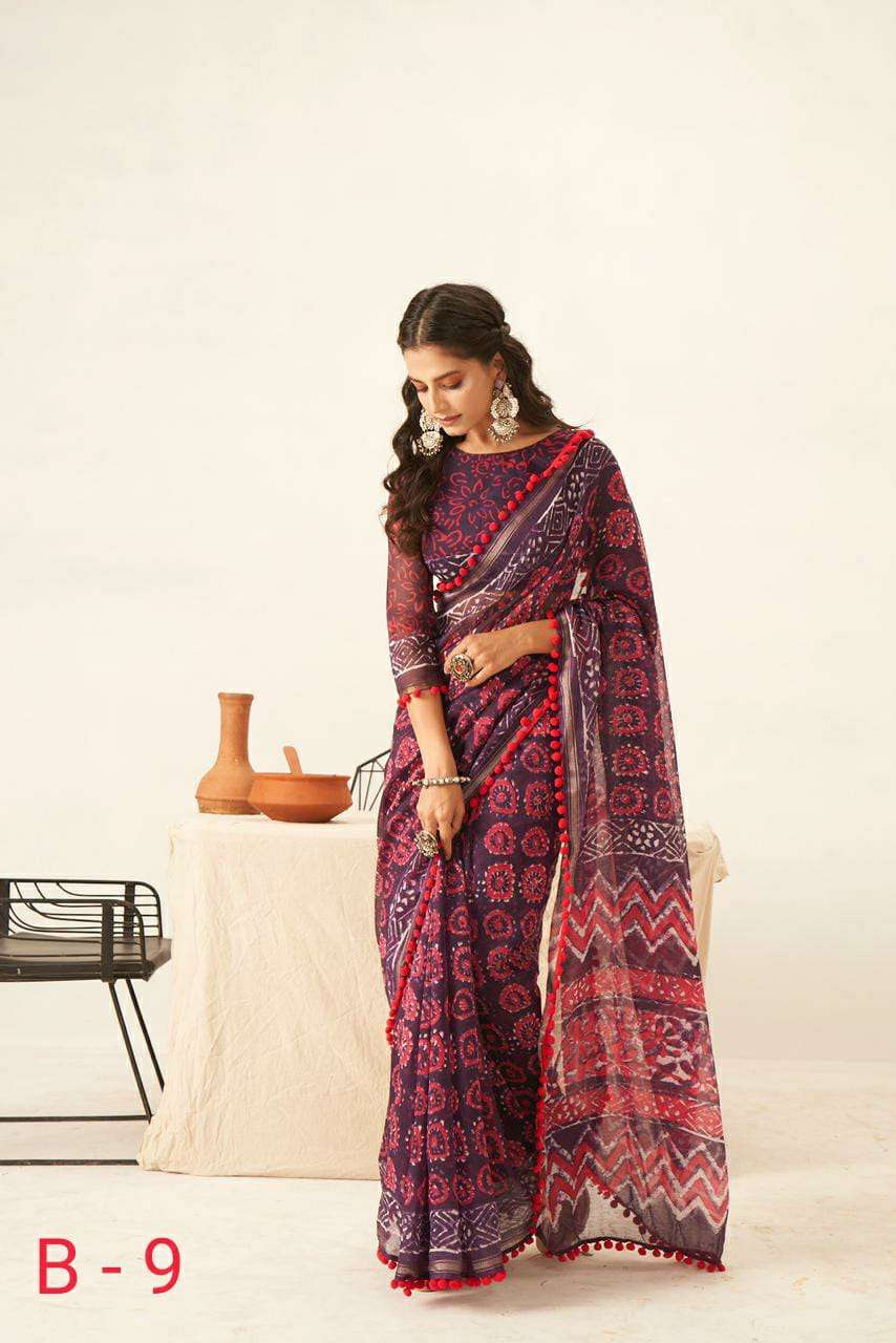 PUMPUM BY SR A TO J SERIES INDIAN TRADITIONAL WEAR COLLECTION BEAUTIFUL STYLISH FANCY COLORFUL PARTY WEAR & OCCASIONAL WEAR SOFT COTTON SAREES AT WHOLESALE PRICE