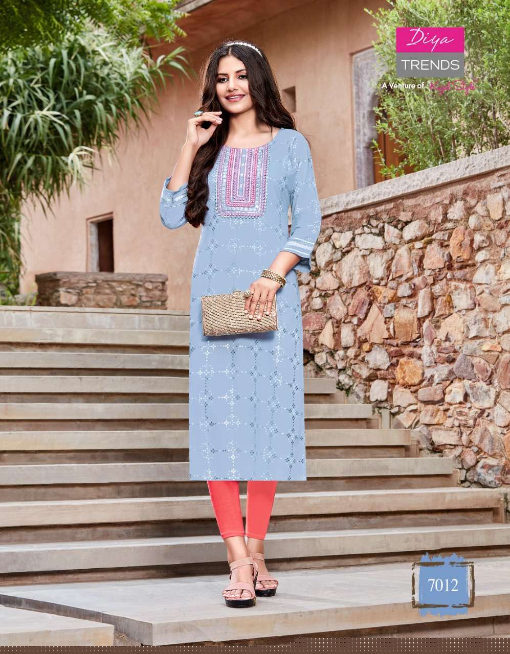 Victoria Vol-7 By Diya Trends 7001 To 7014 Series Designer Stylish Fancy Colorful Beautiful Party Wear & Ethnic Wear Collection Rayon Print With Embroidered Kurtis At Wholesale Price