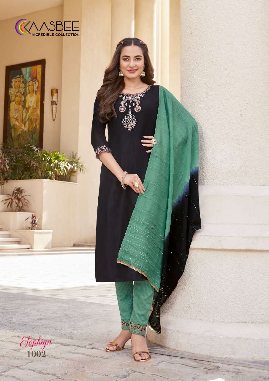 SOPHIYA BY KAASBEE 1001 TO 1006 SERIES BEAUTIFUL SUITS COLORFUL STYLISH FANCY CASUAL WEAR & ETHNIC WEAR CHINNON DRESSES AT WHOLESALE PRICE