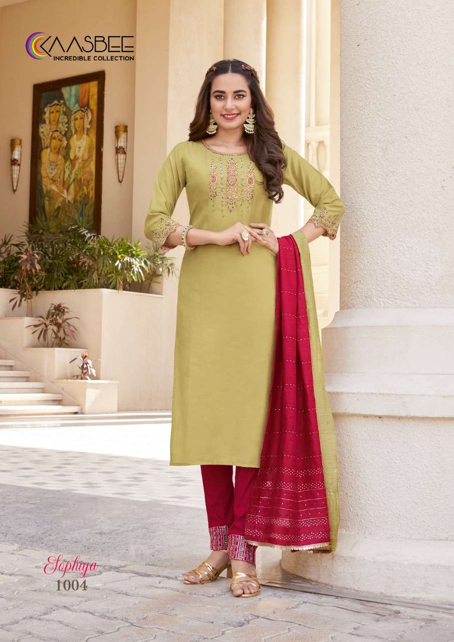 SOPHIYA BY KAASBEE 1001 TO 1006 SERIES BEAUTIFUL SUITS COLORFUL STYLISH FANCY CASUAL WEAR & ETHNIC WEAR CHINNON DRESSES AT WHOLESALE PRICE