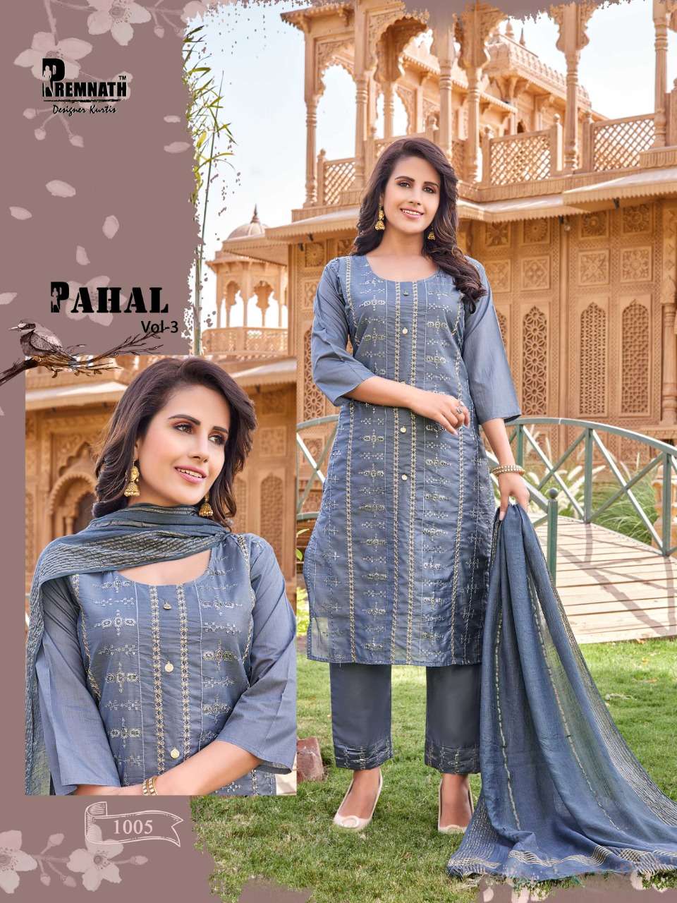 PAHAL VOL-3 BY PREMNATH 1001 TO 1006 SERIES BEAUTIFUL SUITS COLORFUL STYLISH FANCY CASUAL WEAR & ETHNIC WEAR MODAL SILK DRESSES AT WHOLESALE PRICE