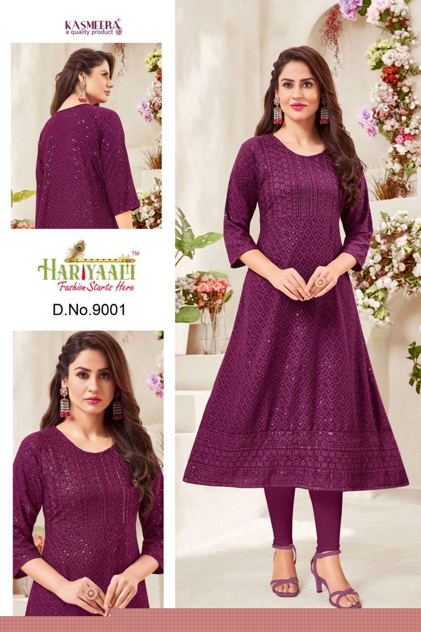 ALEENA BY HARIYAALI 9001 TO 9010 SERIES DESIGNER STYLISH FANCY COLORFUL BEAUTIFUL PARTY WEAR & ETHNIC WEAR COLLECTION PURE RAYON KURTIS AT WHOLESALE PRICE