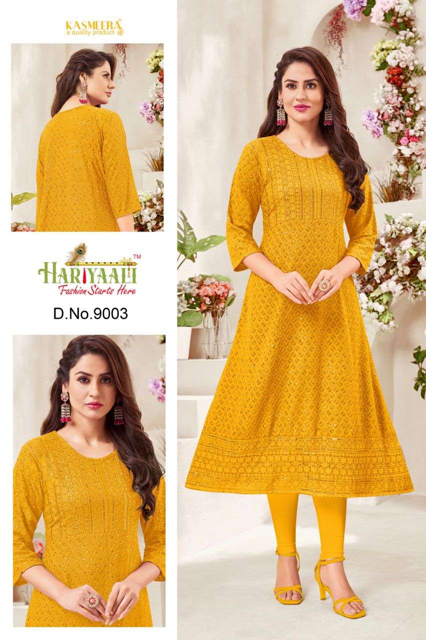 ALEENA BY HARIYAALI 9001 TO 9010 SERIES DESIGNER STYLISH FANCY COLORFUL BEAUTIFUL PARTY WEAR & ETHNIC WEAR COLLECTION PURE RAYON KURTIS AT WHOLESALE PRICE