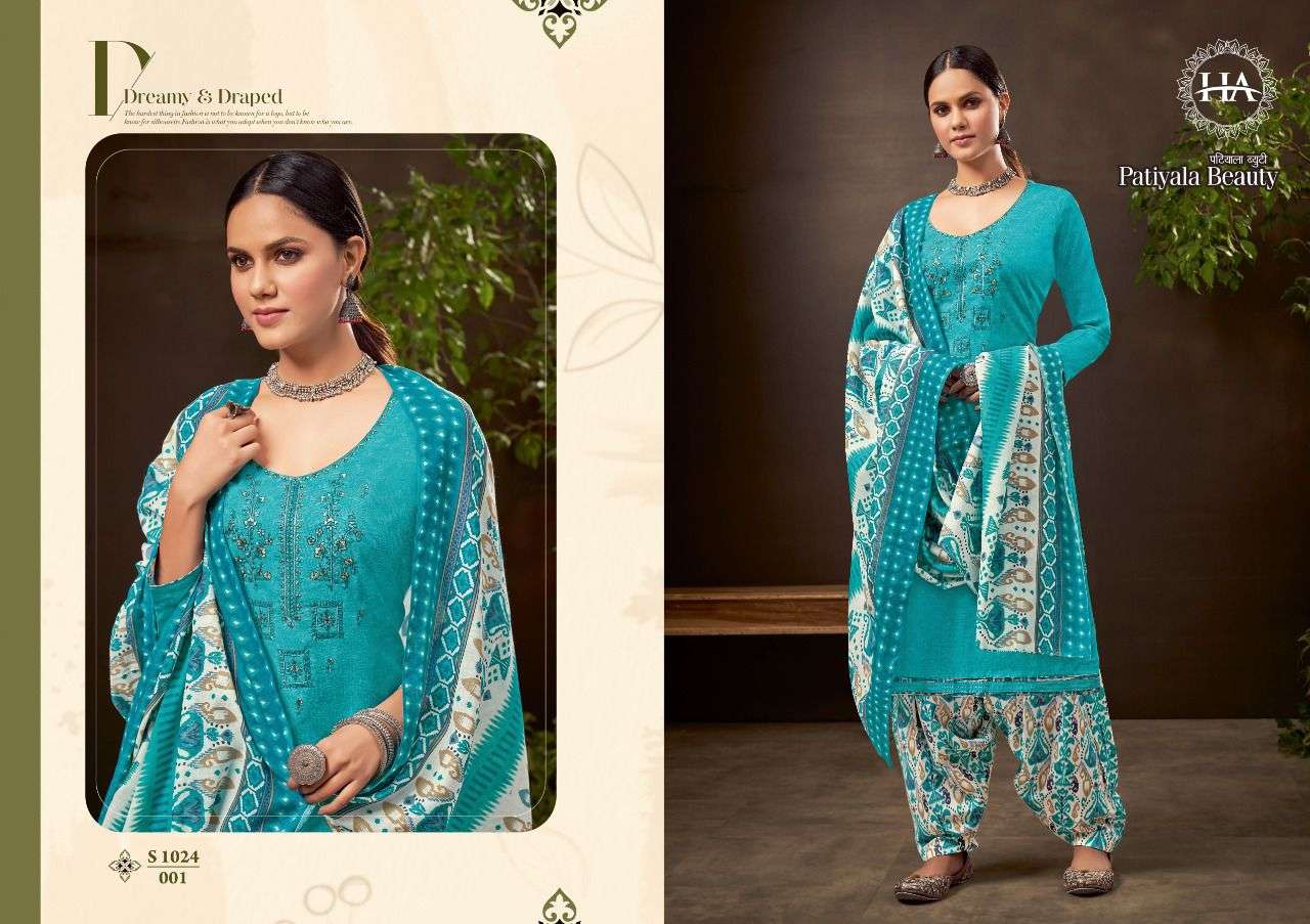 PATIYALA BEAUTY BY HARSHIT FASHION HUB 1024-001 TO 1024-010 SERIES BEAUTIFUL SUITS COLORFUL STYLISH FANCY CASUAL WEAR & ETHNIC WEAR PURE COTTON PRINT DRESSES AT WHOLESALE PRICE