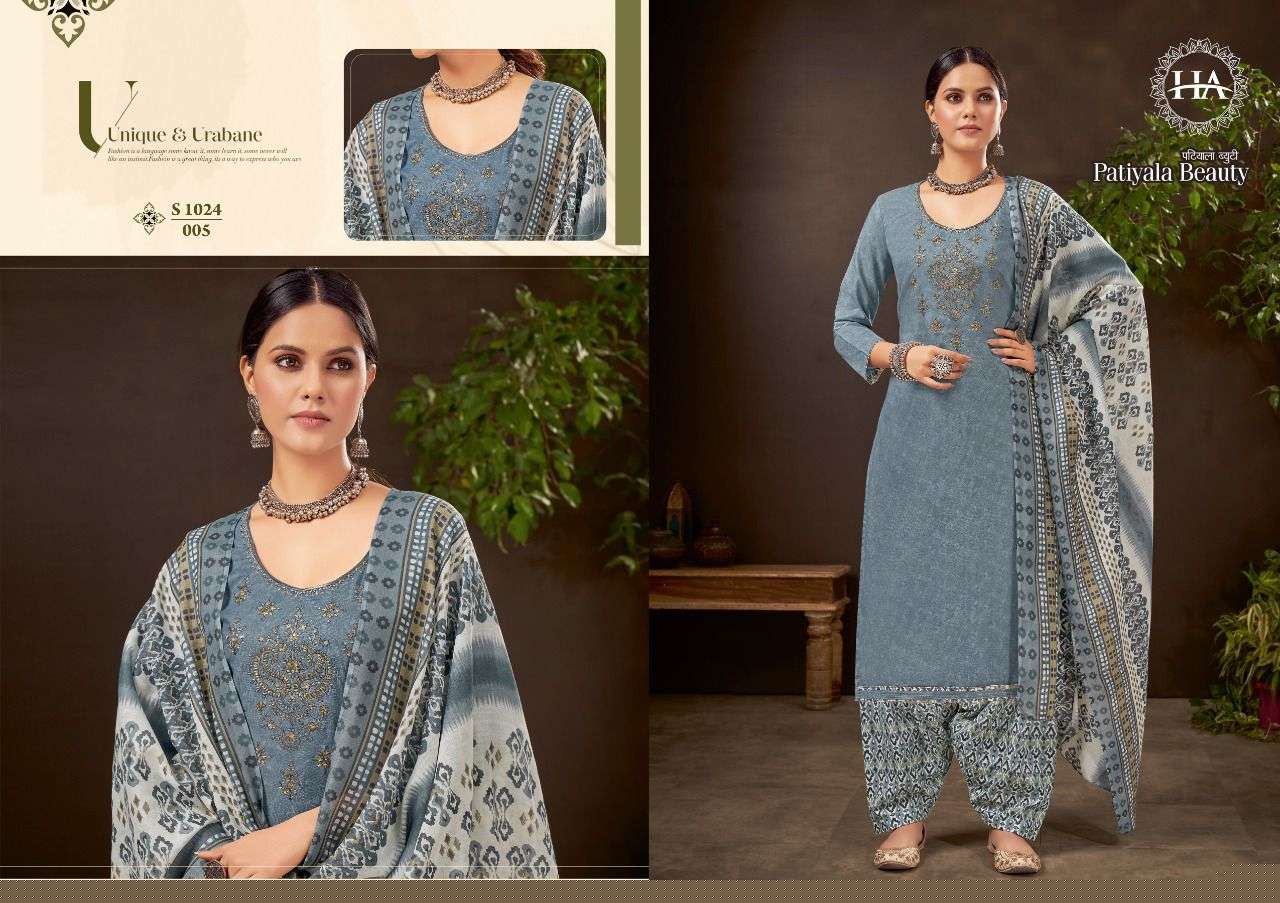 PATIYALA BEAUTY BY HARSHIT FASHION HUB 1024-001 TO 1024-010 SERIES BEAUTIFUL SUITS COLORFUL STYLISH FANCY CASUAL WEAR & ETHNIC WEAR PURE COTTON PRINT DRESSES AT WHOLESALE PRICE
