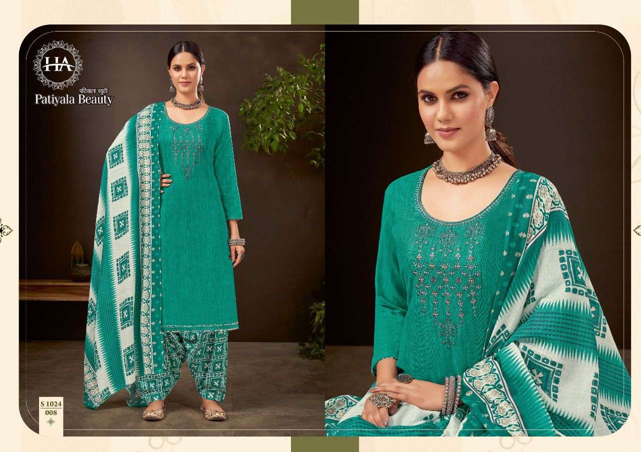PATIYALA BEAUTY BY HARSHIT FASHION HUB 1024-001 TO 1024-010 SERIES BEAUTIFUL SUITS COLORFUL STYLISH FANCY CASUAL WEAR & ETHNIC WEAR PURE COTTON PRINT DRESSES AT WHOLESALE PRICE