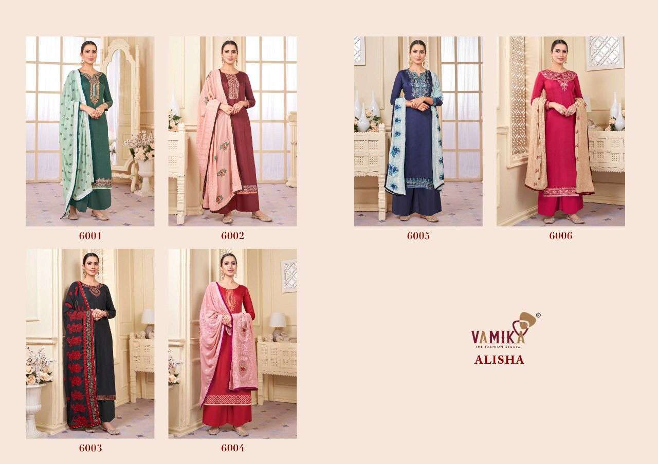 Alisha By Vamika 6001 To 6006 Series Beautiful Suits Colorful Stylish Fancy Casual Wear & Ethnic Wear Rayon Dresses At Wholesale Price