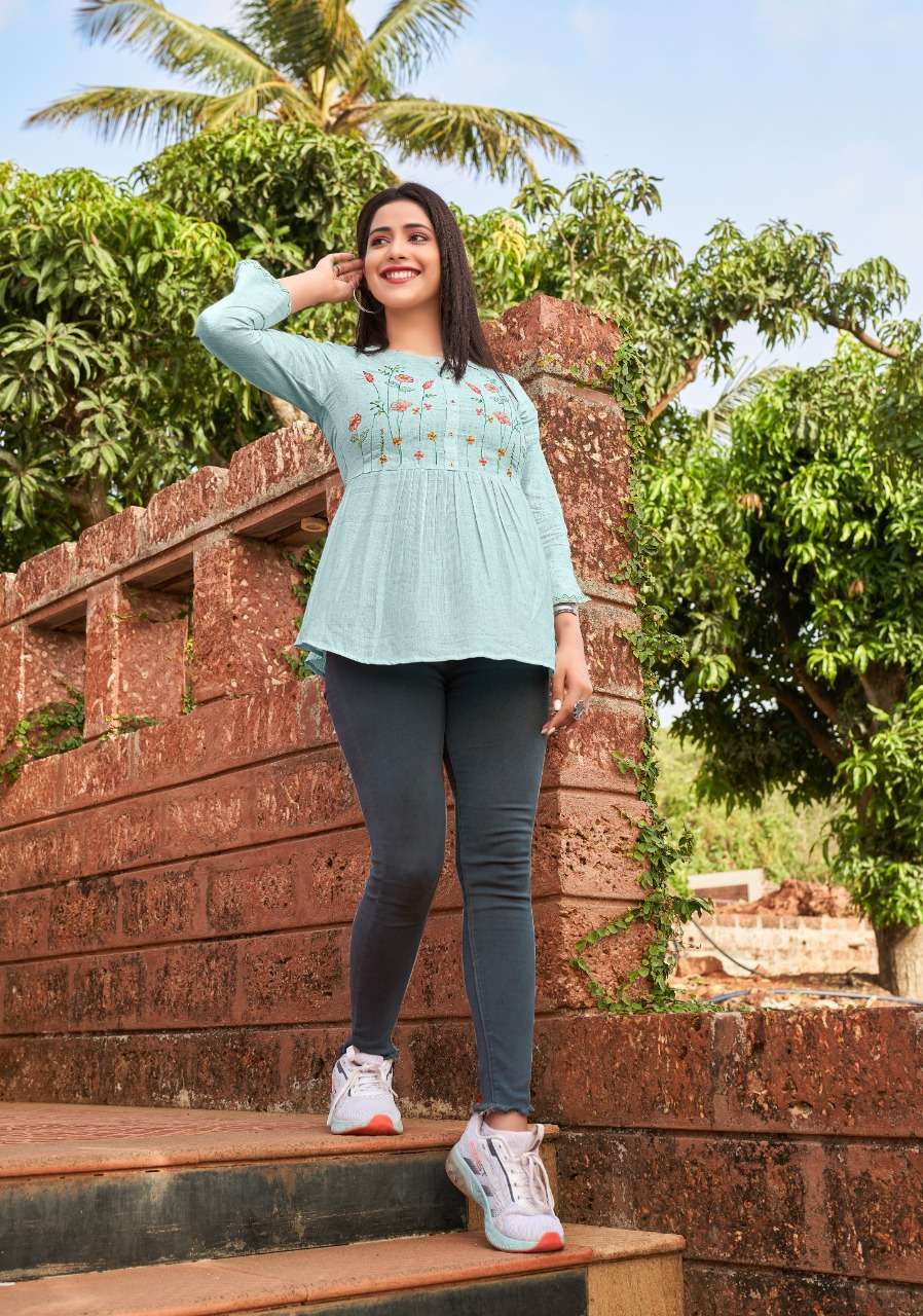 EDGE BY YAMI FASHION 5891 TO 5899 SERIES BEAUTIFUL STYLISH FANCY COLORFUL CASUAL WEAR & ETHNIC WEAR HEAVY RAYON EMBROIDERED TOPS AT WHOLESALE PRICE