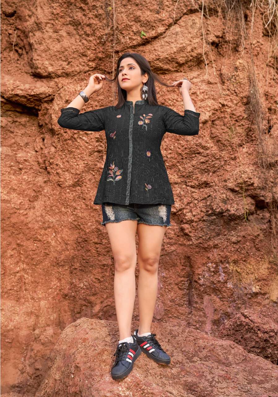 EDGE BY YAMI FASHION 5891 TO 5899 SERIES BEAUTIFUL STYLISH FANCY COLORFUL CASUAL WEAR & ETHNIC WEAR HEAVY RAYON EMBROIDERED TOPS AT WHOLESALE PRICE