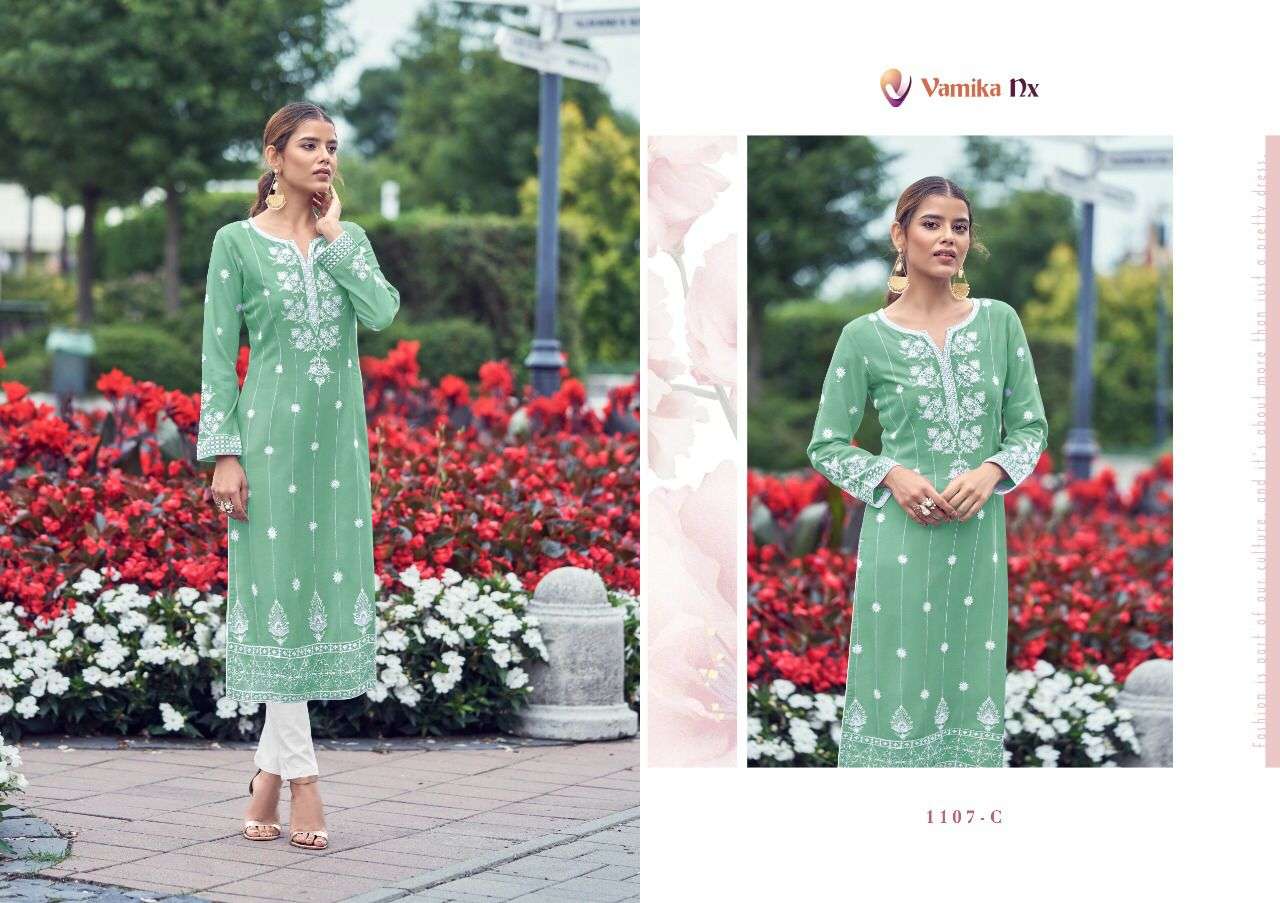 ROOH VOL-2 PLATINUM BY VAMIKA 1107-A TO 1107-E SERIES DESIGNER STYLISH FANCY COLORFUL BEAUTIFUL PARTY WEAR & ETHNIC WEAR COLLECTION VISCOSE RAYON KURTIS WITH BOTTOM AT WHOLESALE PRICE